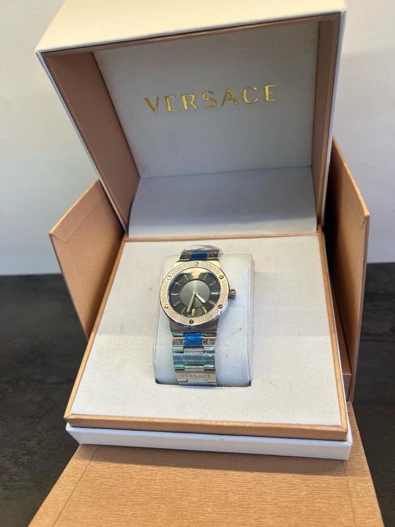 Sıfır Jelatinli Versace Saat - Çelik & Altın Detaylı
