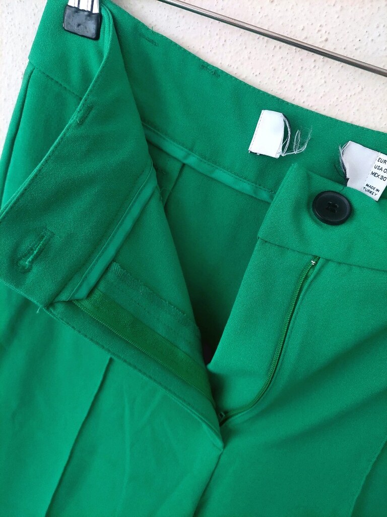 Bayan yeşil renk kumaş pantolon - 6