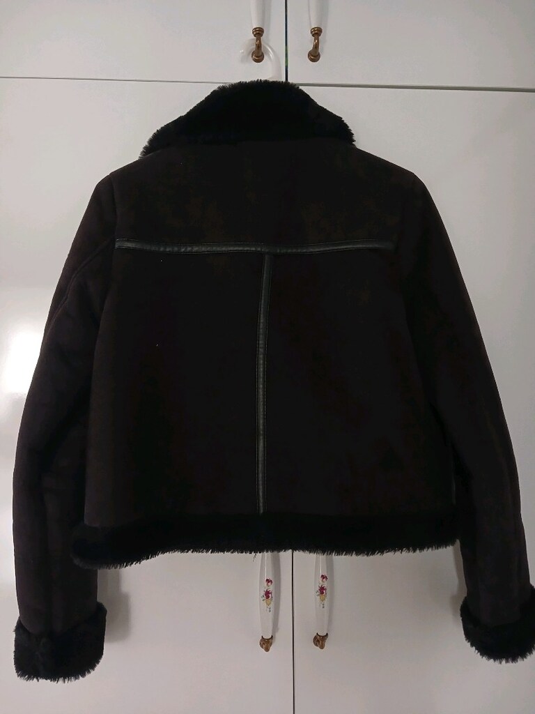 Stradivarius bayan M beden sıfır süet kısa kaban - 4