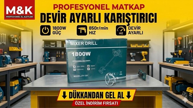 Profesyonel El Aletleri | Devir Ayarlı Karıştırıcı Mixer Drill - 1800W