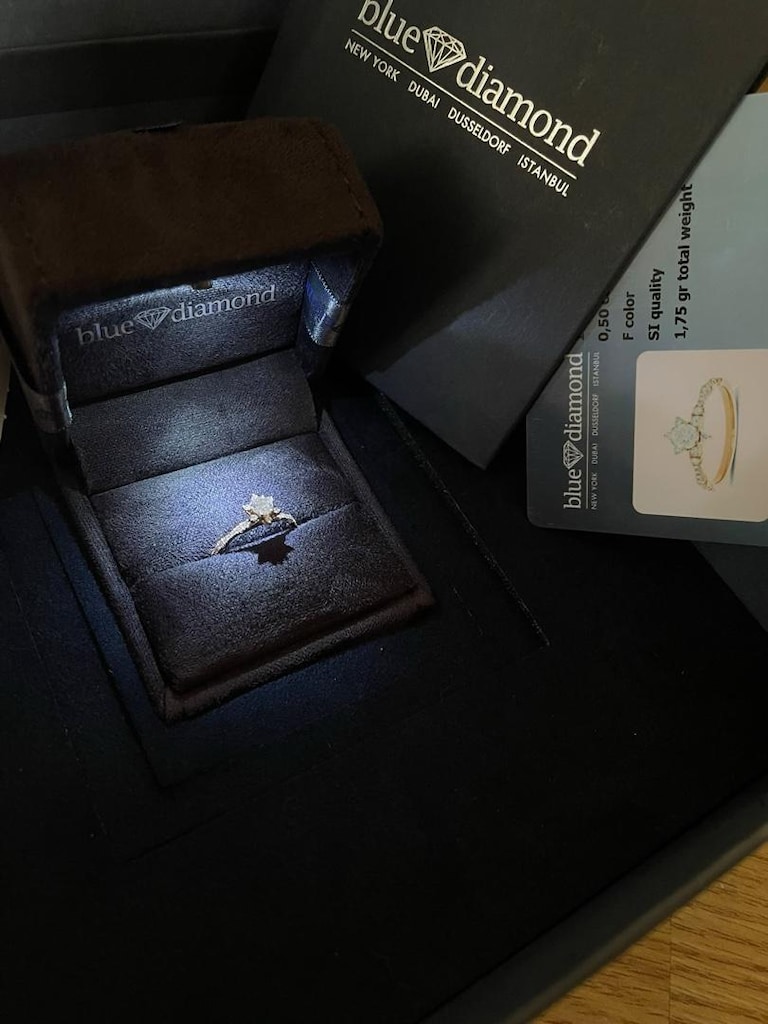 Bluediamond 12 Numara 0.50 karat Lotus yüzük. - 3
