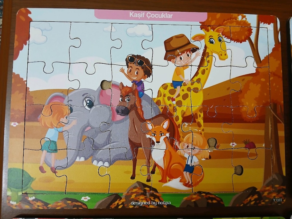 Notpa Çocuklar İçin Eğitici ve Öğretici Ahşap Renkli Puzzle 4'lü Set - 2