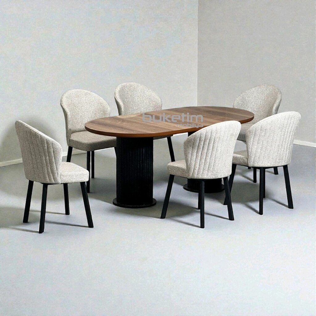 Sıfır mağazadan kaliteli bohem masa 6 sandalye takımı - 6
