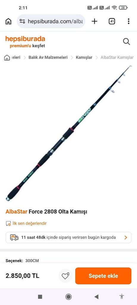 Olta Sıfır Albastar Force Kılıfında+ Balık Malz. - 2