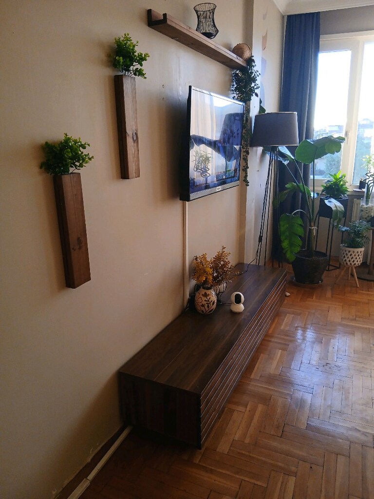 TV sehpası+TV rafı+ışıklı duvar süsü 2 li+2 adet yan sehpa+2 petek üst - 13