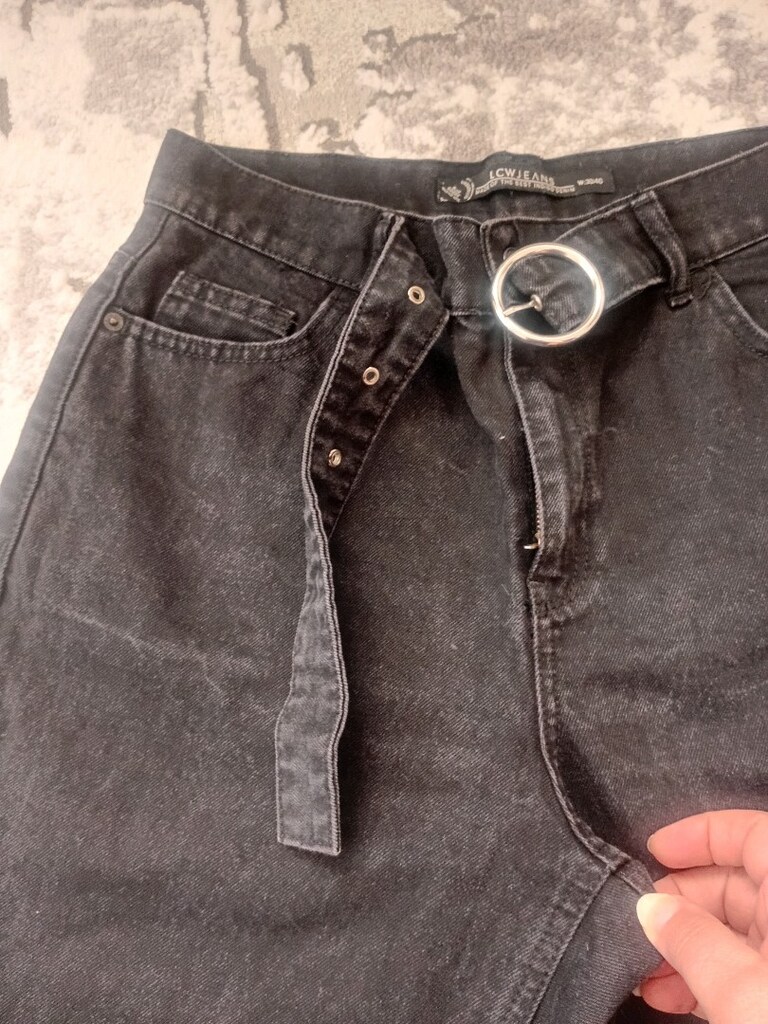 taslanmıs sıyah kot pantolon - 2