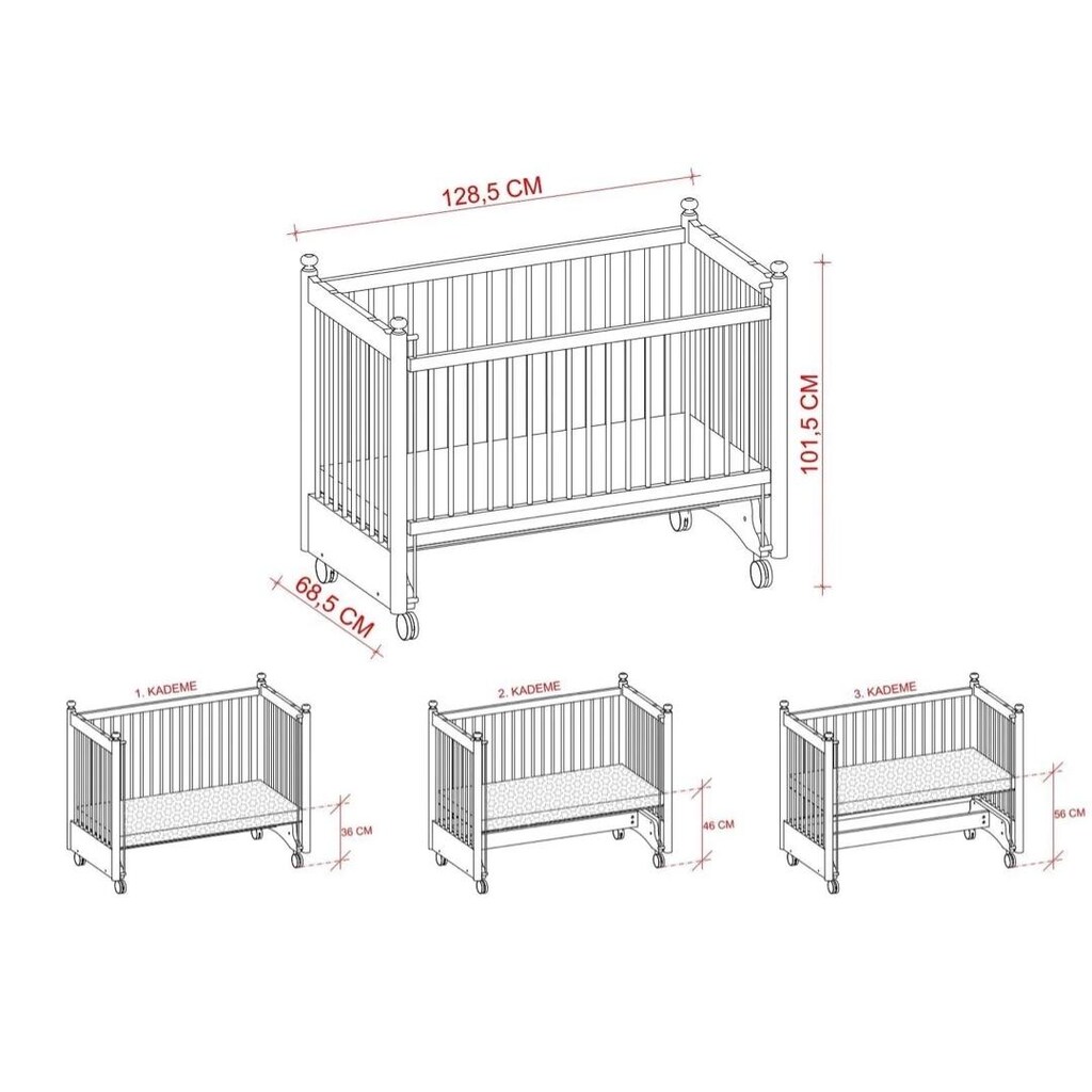 MeltemKids Mondo Anne Yanı Ahşap Sallanır Beşik - 2