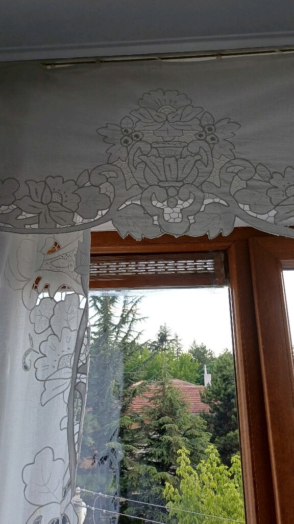 mutfak perdesi takımı antika değerinde eski dönem RİŞLİYÖ/ kesme NAKIŞ - 2