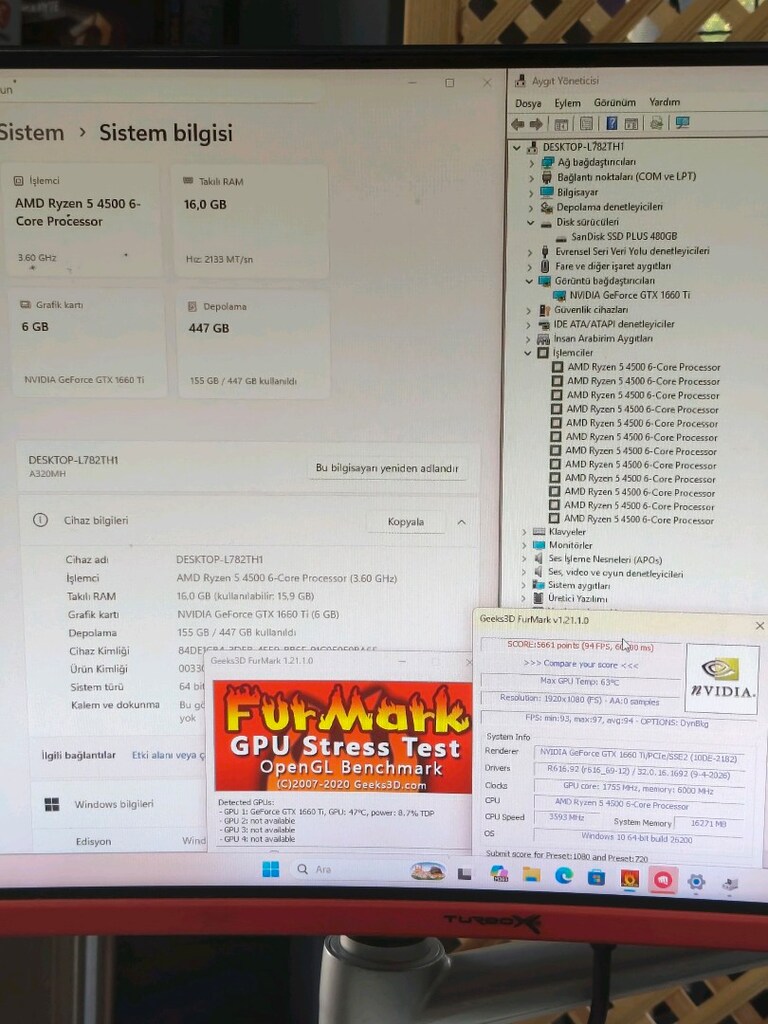 GTX 1660TI RYZEN 4500 16GB RAM 512 M2SSD 600W OYUNCU KASASI - 7