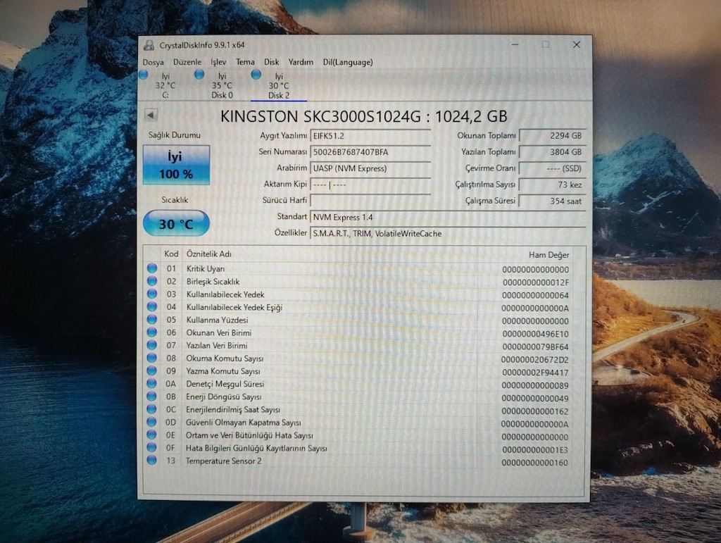 Kingston KC3000 1TB - SAĞLIK %100 - 6