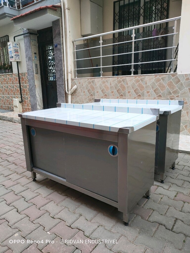krom tezgah hazır mutfak paslanmaz çalışma tezgahı 140 cm kron tezğah - 5