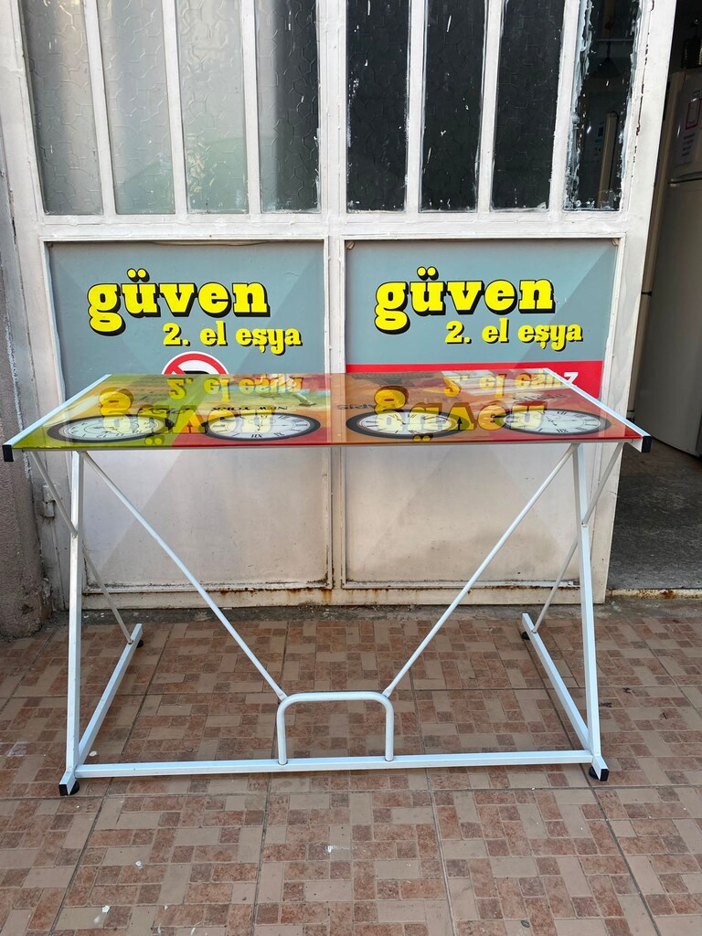 2. EL FERFORJE AYAKLI ÜSTÜ CAMLI ÇALIŞMA MASASI - 7