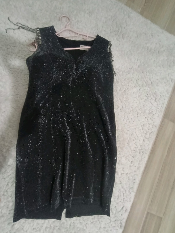 siyah simli kusa elbise - 3