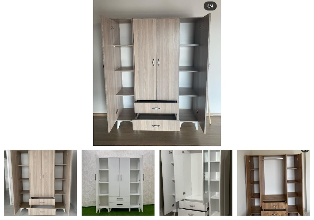 4 kapaklı elbise dolabı qzuiszxdnj - 2
