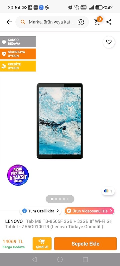 Lenovo Tab M8 HD Mediatek 32 GB 20,3 cm (8") 2 GB Wi-Fi 5 (802.11ac) G - 10