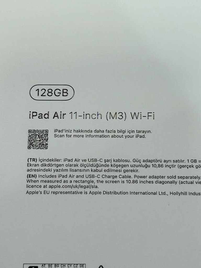 İPAD AİR 11-inch (m3) 128 Gb 3 günlük kutu fatura mevcut fiyat son - 3