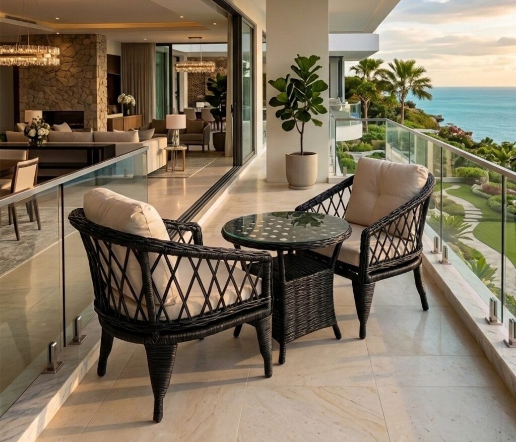 İki Kişilik Rattan Balkon Takımı, Rattan Bahçe Mobilyası KAPIDA ÖDEME - 6