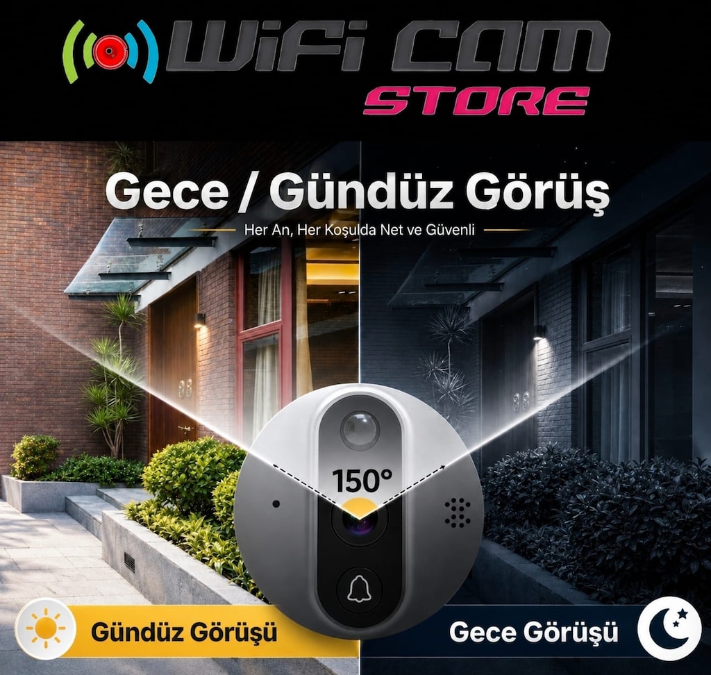 Tuya Smart Ekranlı Akıllı Kapı Dürbün Kamerası - 3