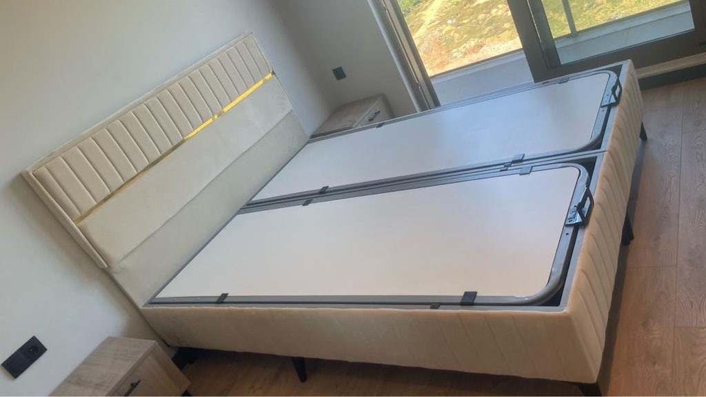 çift kişilik baza başlık pedli ortopedik yatak - 3