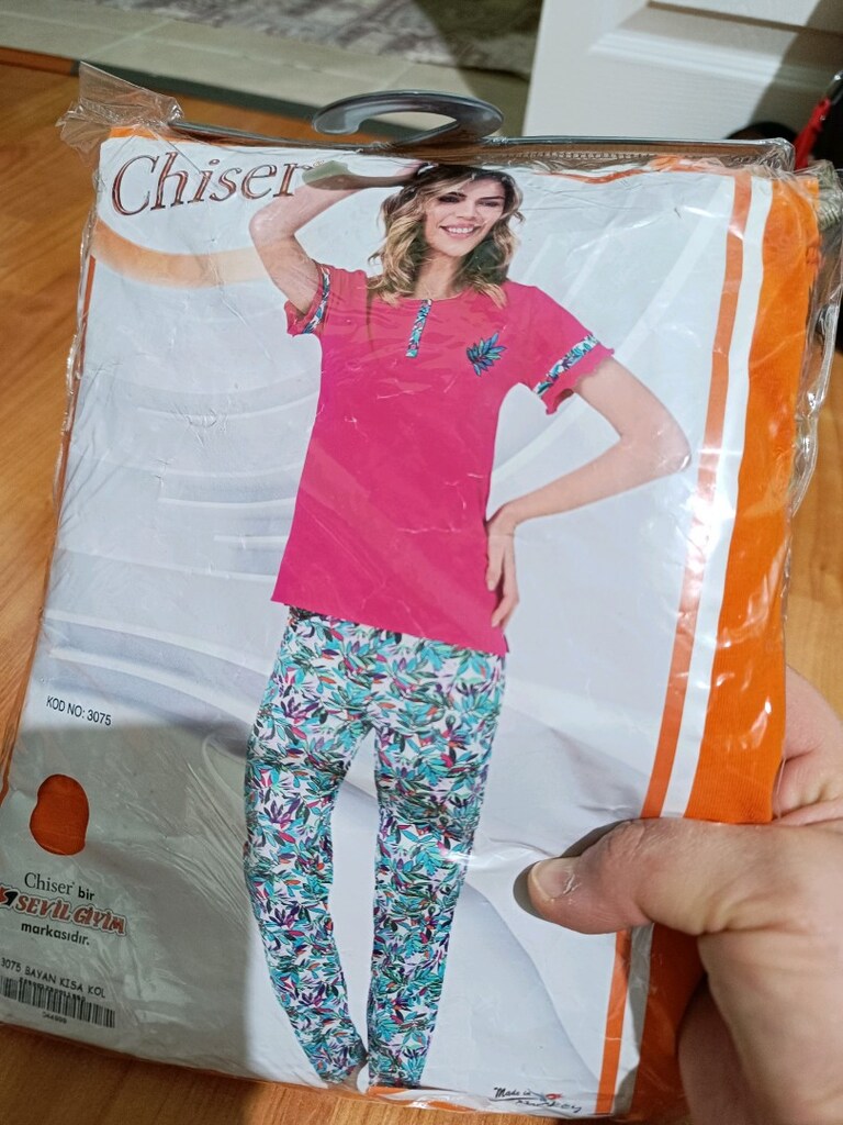 Kadın kısa kollu çiçekli pijama takımı - 5