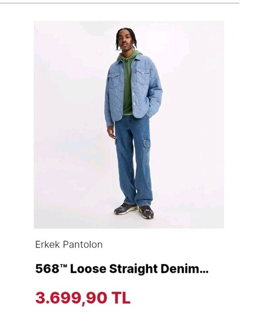 568 Loose Straight Denim Kargo Pantolon
