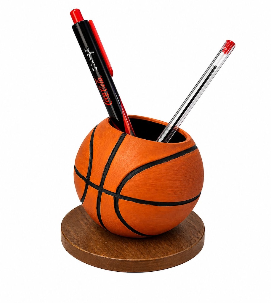 Yapı3D Basketbol Topu Tasarım Kalemlik 10 cm Standlı - 4