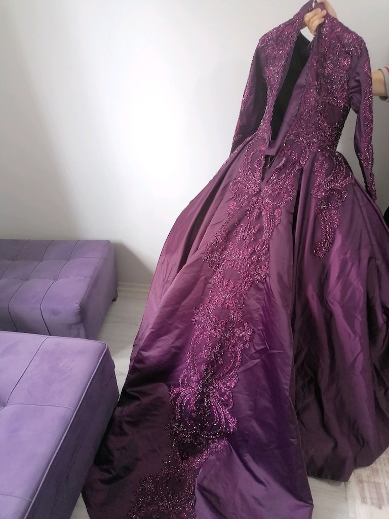 Nişanlık mor 38 beden prenses model - 8