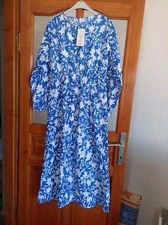 elbise mavi çiçekli elbise - 2
