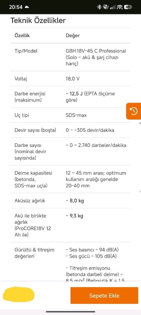 BOSCH PRO GBH 18V-45 C Akülü SDS max Kırıcı-Delici - 7