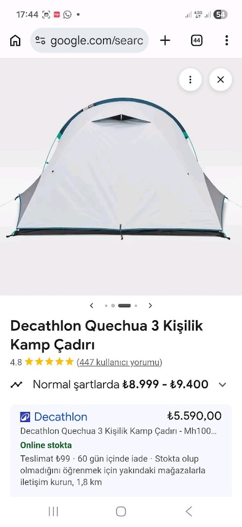 dechatlon çadır flash back apernaz 3 - 3
