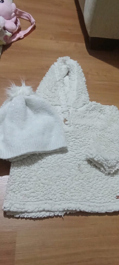 peluş hırka yelek ve sapka - 3