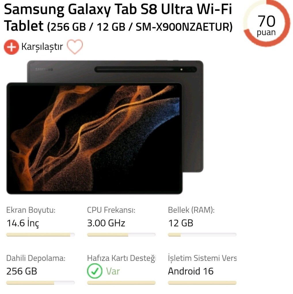 SAMSUNG GALAXY TAB S8 ULTRA DEV EKRAN TABLET - 10