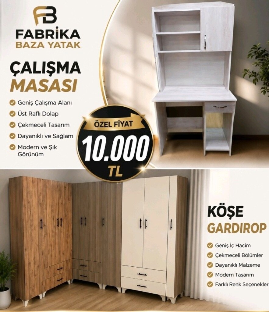 çalışma masası 3 kapak dolap