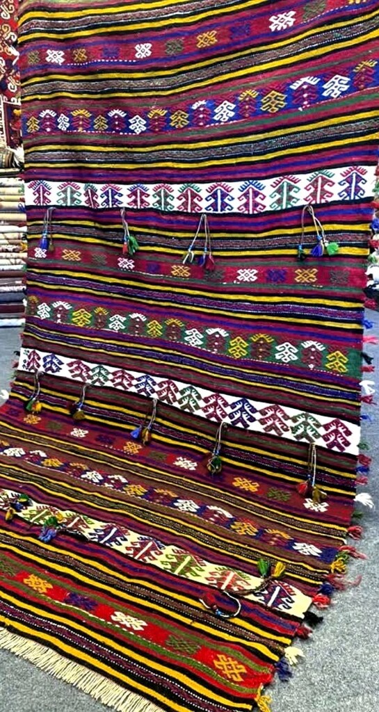 Antika Derbent Konya El dokuma dekoratif yün kilim - 6