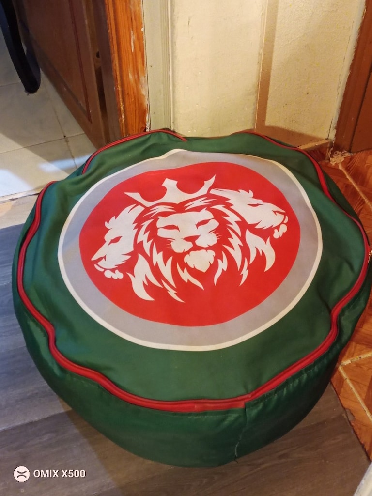 aslan lı yuvarlak armut puf minder - 3