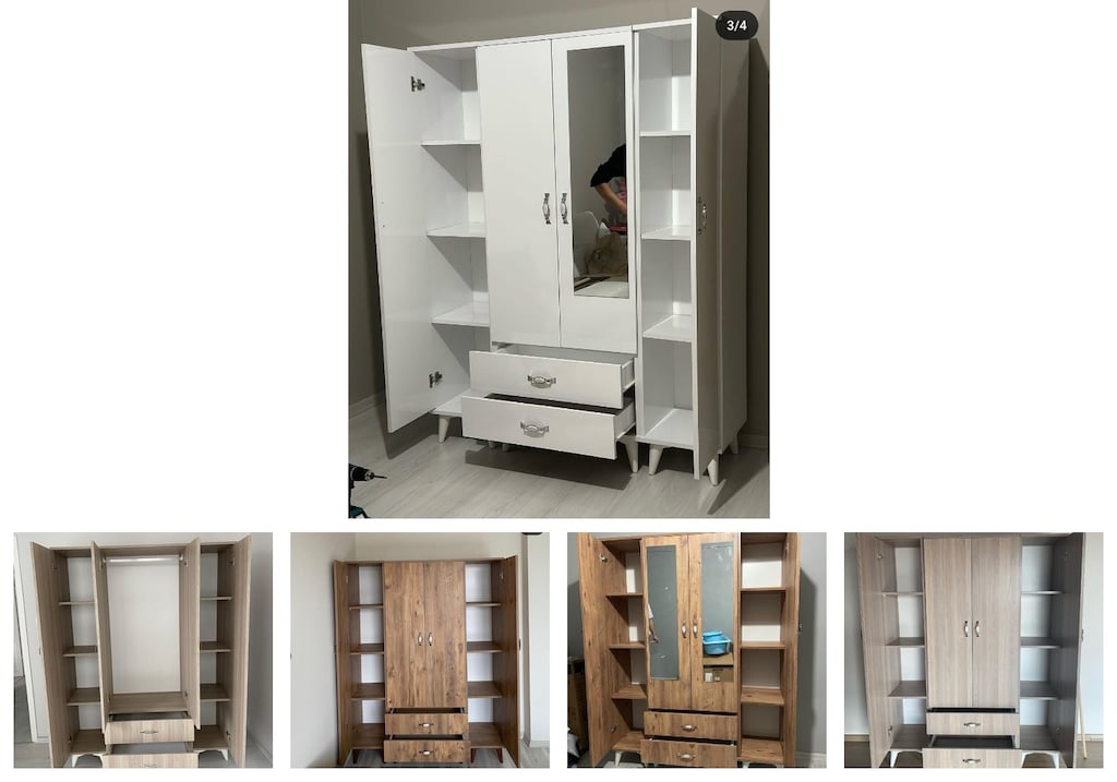 4 kapaklı elbise dolabı roxzryassq - 2