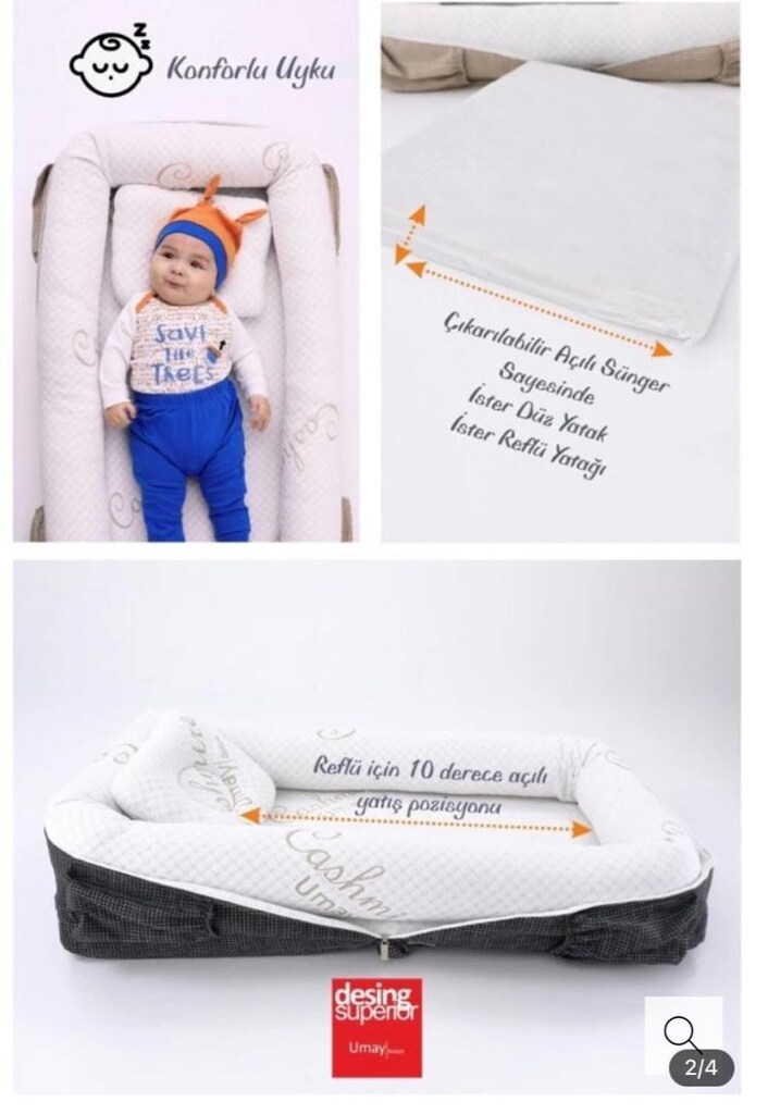Sıfır çantalı Taşınabilir Reflü Yatağı, Babynest, Anne Çantası Dokuma - 2