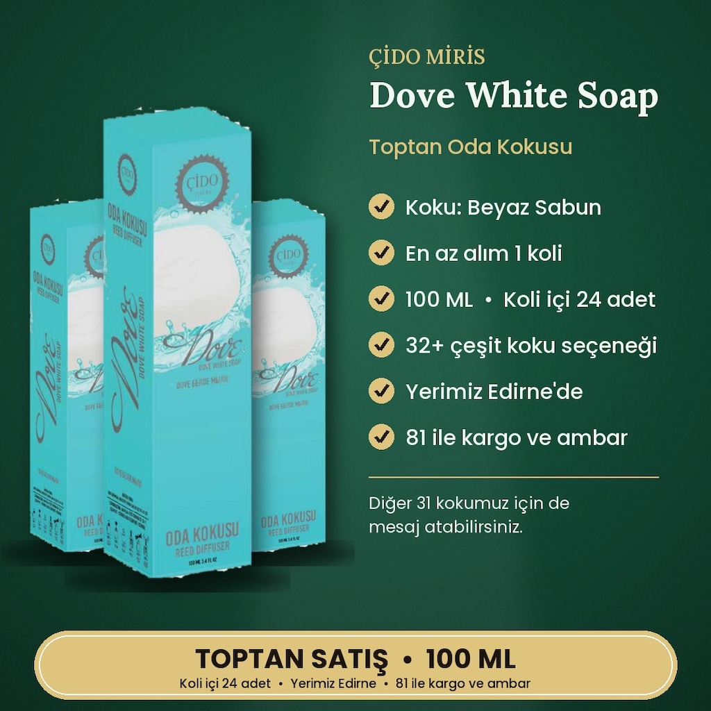 ÇİDO MİRİS DOVE WHİTE SOAP (BEYAZ SABUN) ODA KOKUSU 100ML TOPTANCIDAN - 2