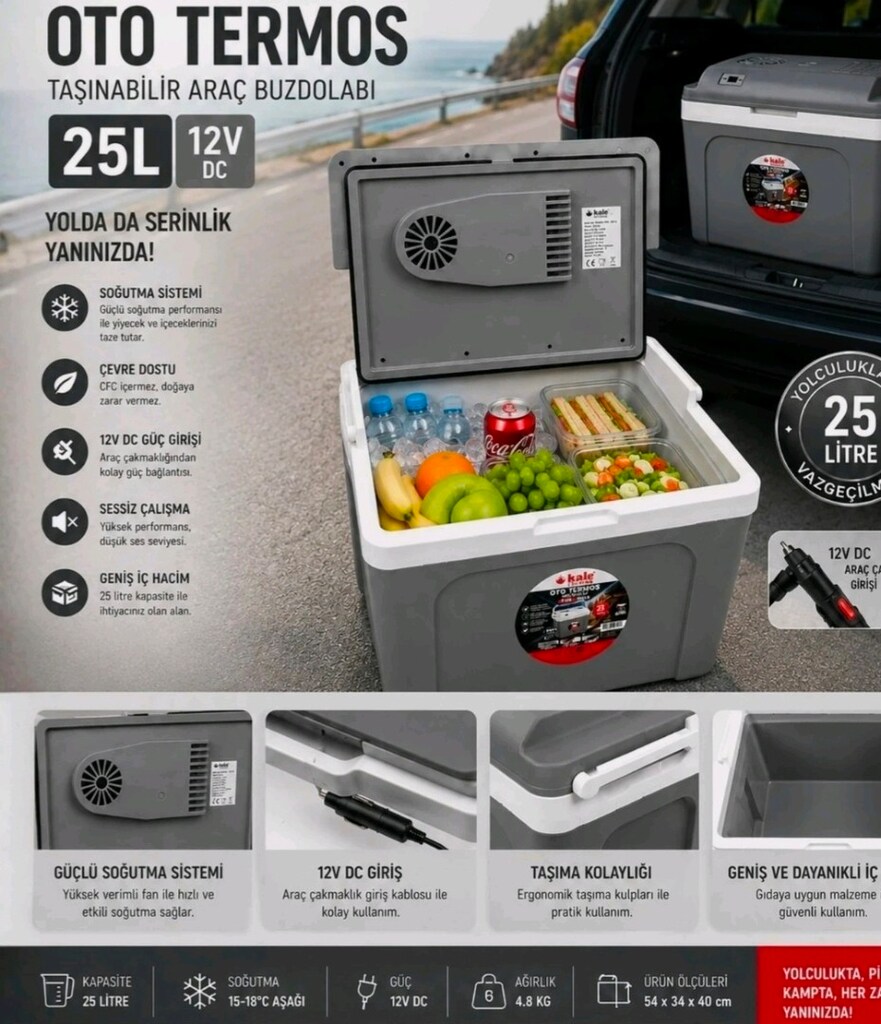 Kale Termos 25 LT 12V Araç İçi Soğutucu Termos. Sıfır.