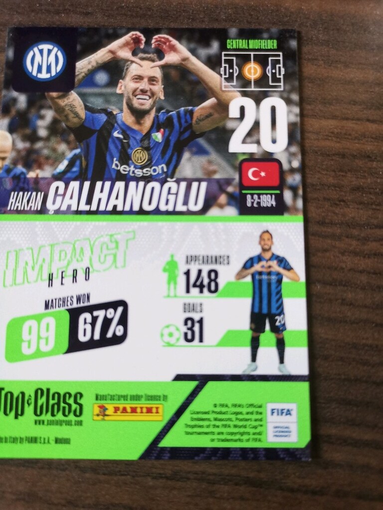panini top class hakan çalhanoğlu kartı - 2