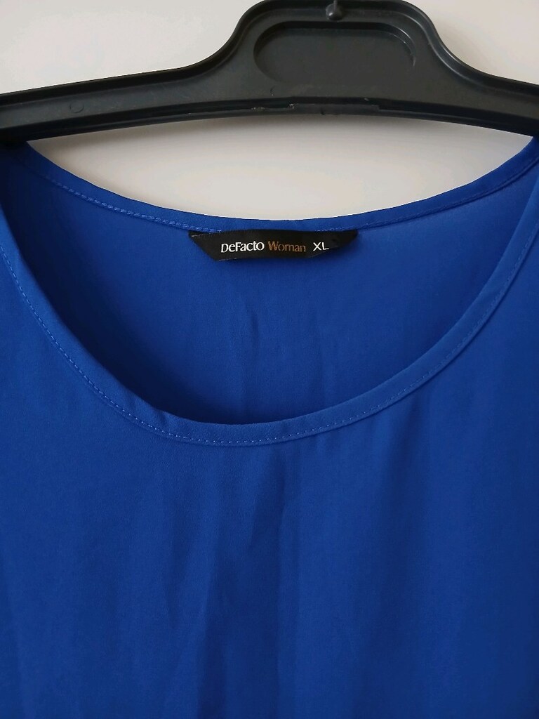 Defacto Viskon Kumaş Mavi Kadın Salaş Tshirt(XL) - 7