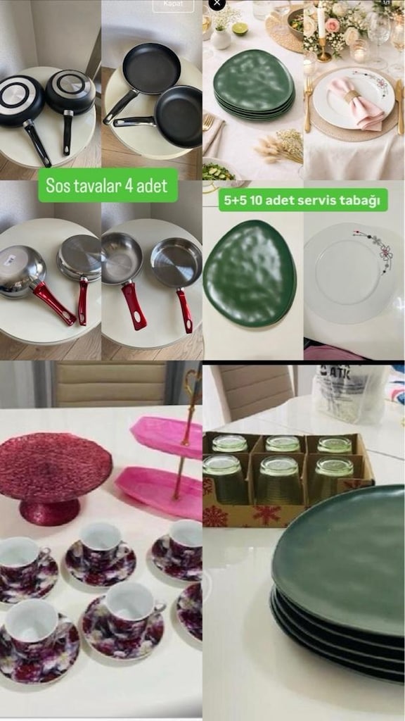 Bir koli mutfak eşyaları 4 adet tava 6 adet su bardağı 6 adet kahve fi - 2