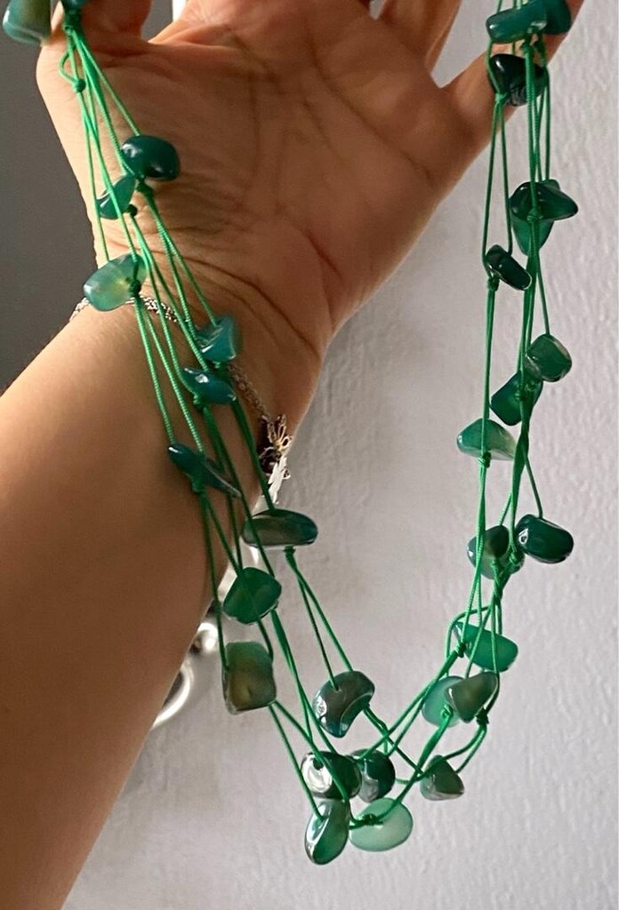 YEŞİL AKİK Vintage Doğaltaş Kolye - 4