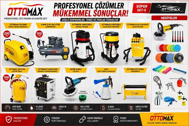 Ottomax Profesyonel Oto Yıkama ve Oto Kuaför Seti Buharlı Yıkama