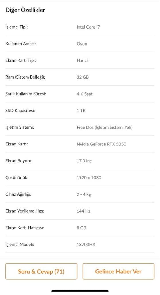 MONSTER Abra A7 5050 ekran kartı 17.3 inç ekran boyutlu Laptop - 5