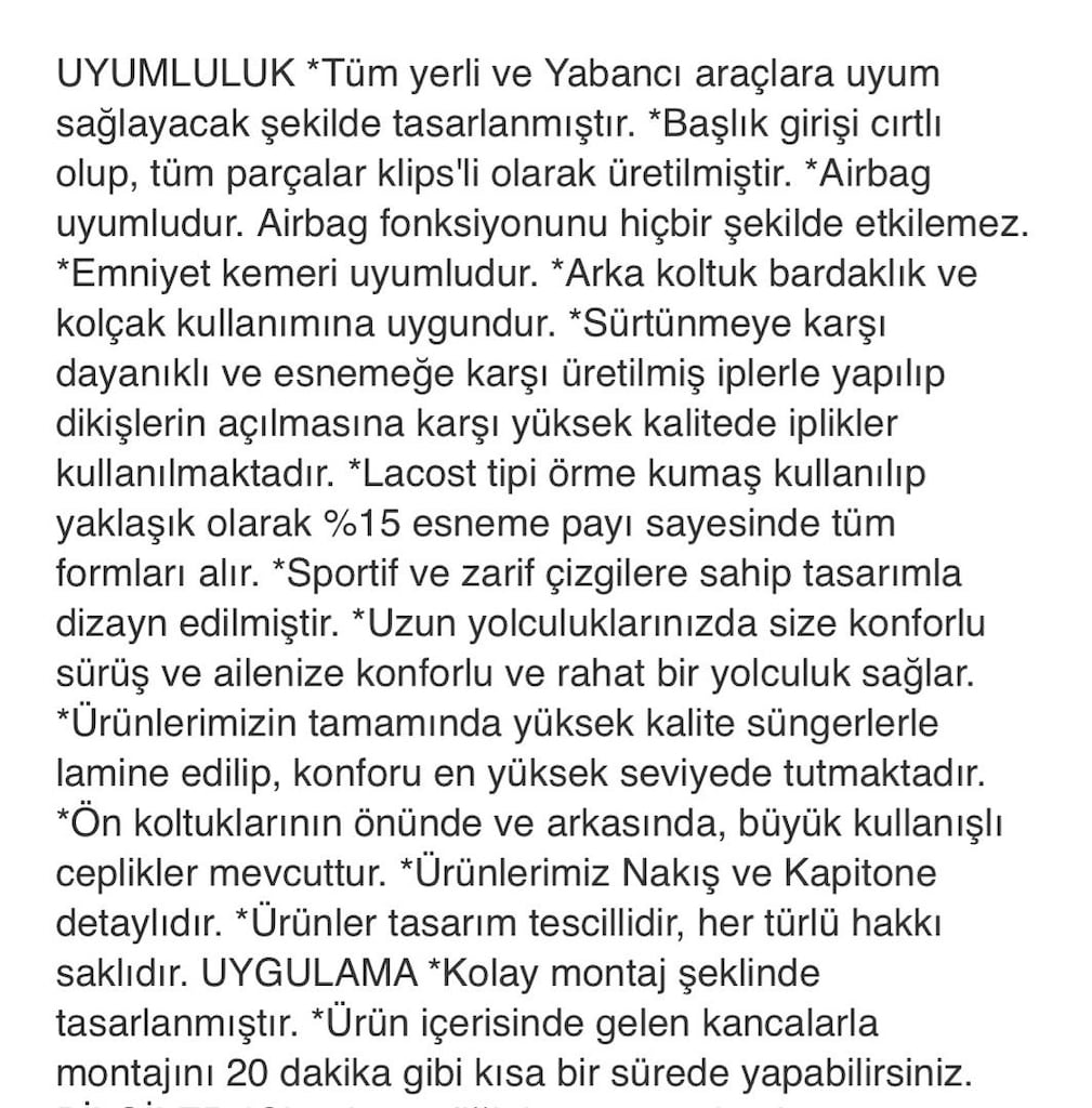 Chery Tiggo uyumlu Oto Koltuk Kılıfı - 2