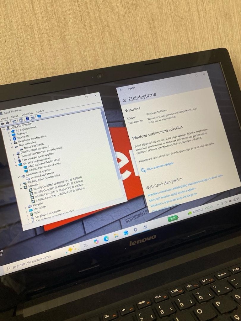 LENOVO-SIFIR AYARINDA-8GB RAM-256GB SSD-2GB R5 M330-BATARYALI-LAPTOP - 4
