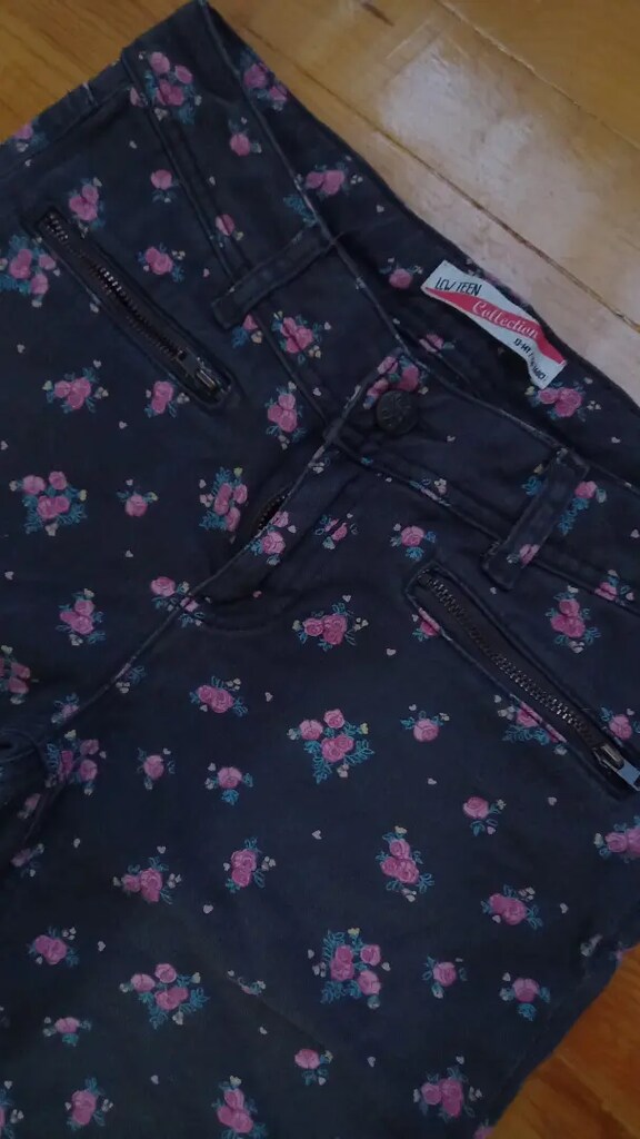 11/14yaş arası çiçek çiçek kot .pantolon - 2