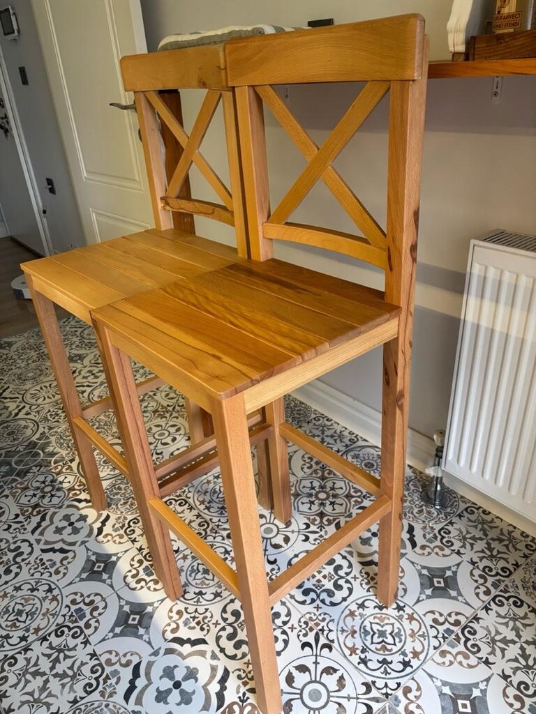 Ahşap Bar Sandalyesi 2 Adet - 3