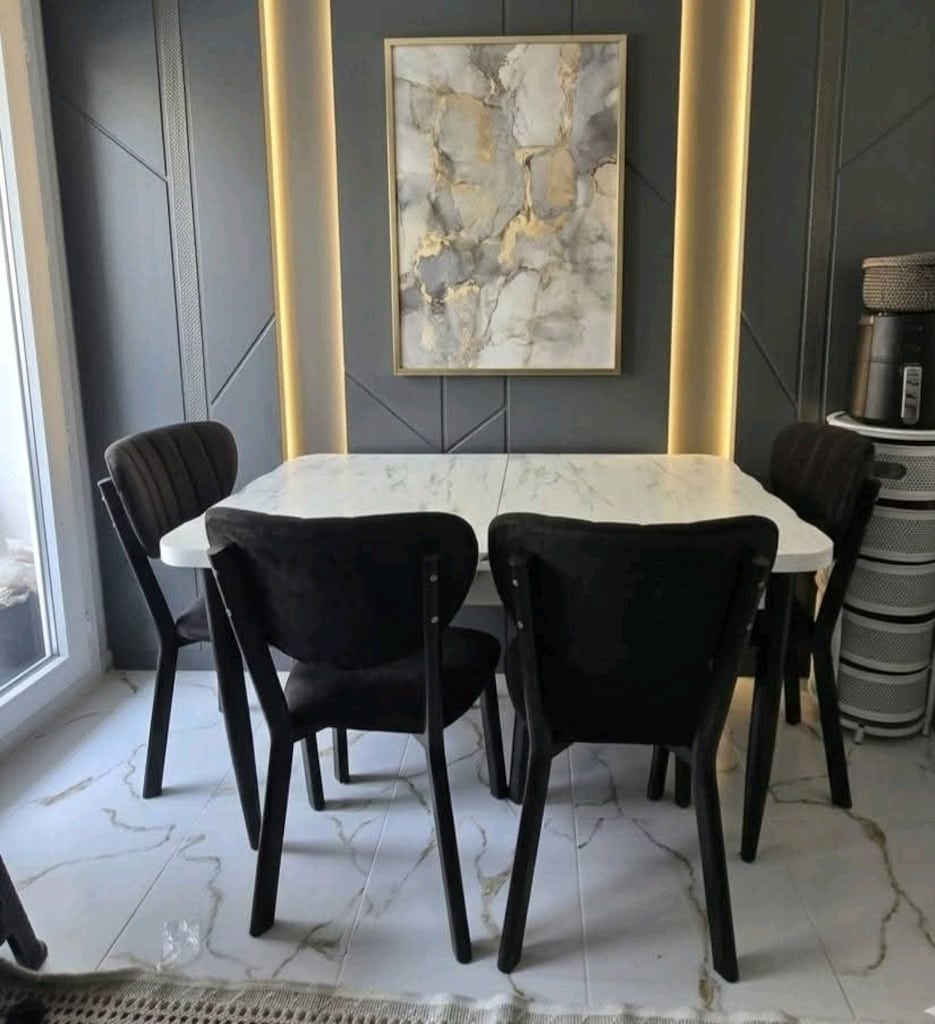 İmalattan Sıfır - Full MDF High Gloss Lüks Yemek Masası Takımı KAÇMAZ - 19